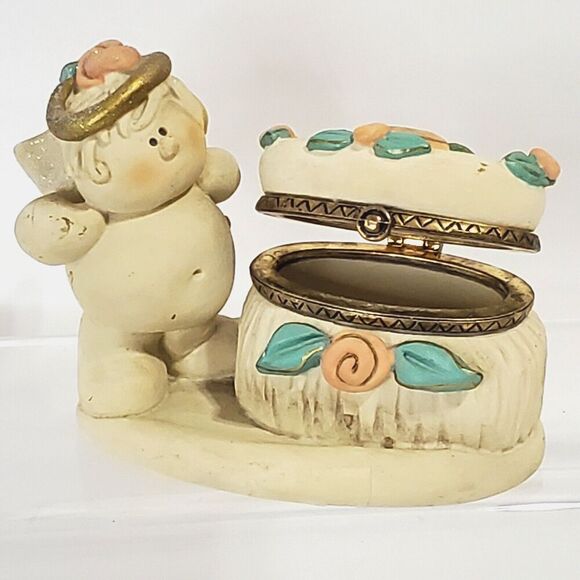 Vintage Nancye Williams Sprinkles Angel Hearts Trinket Box Figurine 3" 1990s - Picture 1 of 10